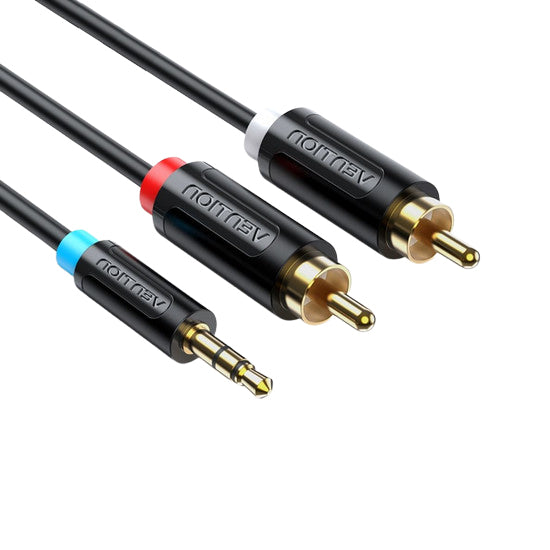 Vention TRS 3.5MM Male to Dual RCA Male Gold Plated (BCL) Audio Cable for Amplifiers, Laptops, Speakers, Mixers (Available in 1M, 1.5M, 2M, 3M, 5M, 8M, 10M)