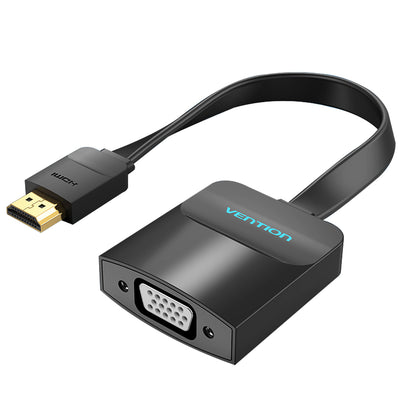 [CLEARANCE] Vention HDMI Male to VGA Female 1080p 60Hz with Female Micro USB and Audio Port Flat Gold Plated (ACI/ACK) 0.15M HD Video Converter for TV, Laptops, PC, Projectors, Smart Box, and PlayStation