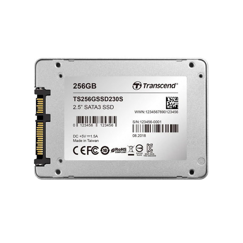 Transcend 256GB 2.5" SATA III SSD Solid State Drive with DDR3 Dram Cache, 3D NAND Flash, 560 MB/s Read Speed | SSD230S