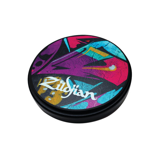 Zildjian 6" Graffiti Drum Practice Pad with Solid MDF Black Base for Drummers | ZXPPGRA06
