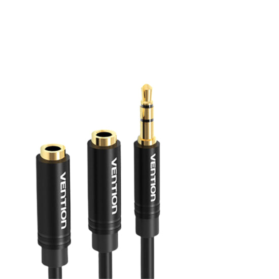 Vention TRS 3.5mm Male to Dual TRS 3.5mm Female 0.3-Meter Gold Plated (BBWBY) Audio Splitter Cable for Mobile Phones, Laptops, Speakers