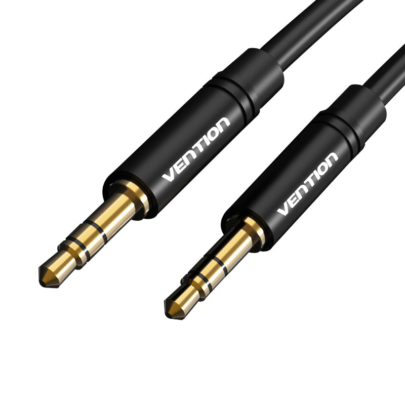 Vention TRS 3.5mm Male to TRS 3.5mm Male TPE Elastic Gold Plated (BAK) Audio Cable for Mobile Phones, Speakers, Laptops, PC (Available in 0.5M, 1M, 1.5M)