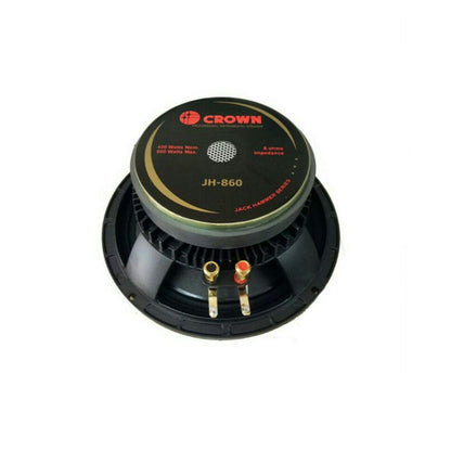 Crown 600W 8" Jack Hammer Series Professional Instrumental High Power Speaker with Aluminum Die-Cast Casing, Max 8 Ohms Impedance, 65mm Voice Coil, 36Hz-16kHz Frequency Response and 108dB Sensitivity Level | JH-860