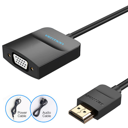 Vention HDMI Male 1080p 60Hz to VGA Female Gold Plated (ACH) 0.15M HD Video Converter with Female Micro USB and Audio Port for PC, TV, Laptops, Projectors, Smart Box, Playstation