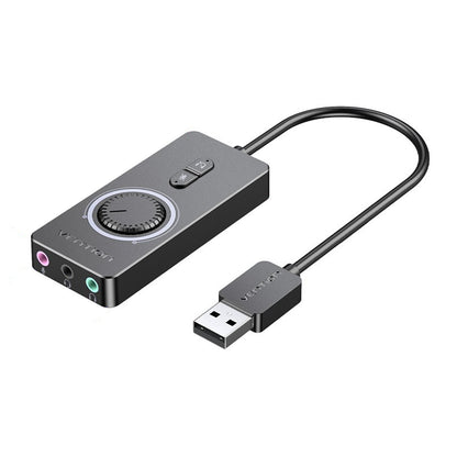 Vention USB 2.0 External Stereo 1-Meters Sound Adapter Card (CDRBB) with Volume Control and LED Indicator for PC, Laptops, Earphones, Speakers, Playstation