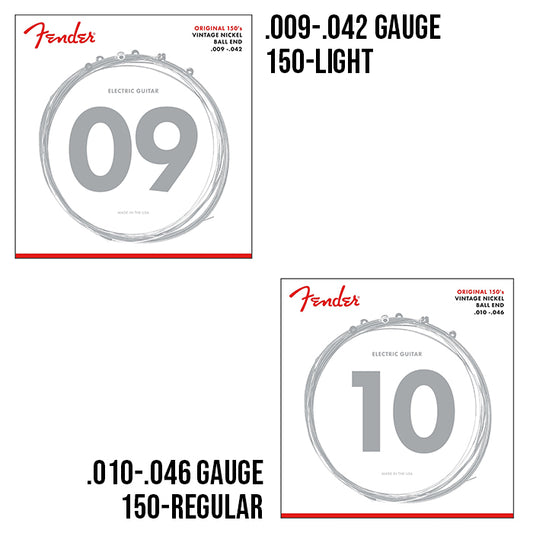 Fender Original Pure Vintage Nickel Acoustic Electric Guitar String Set with Ball Ends for Musicians (150R, 150L)