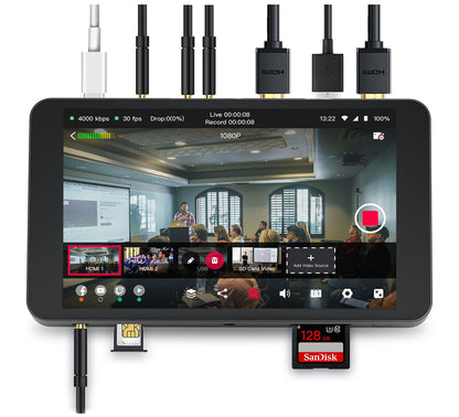 [CLEARANCE] YoloLiv YoloBox Mini Encoder 5.5" 1080P Ultra Portable All-in-One Multi-Camera Monitor with Switcher / Recorder Function, Touchscreen Controls, HDMI, USB, SD Card Slot, Wi-Fi, 4G LTE, Ethernet and Built-in 4700mAh Battery