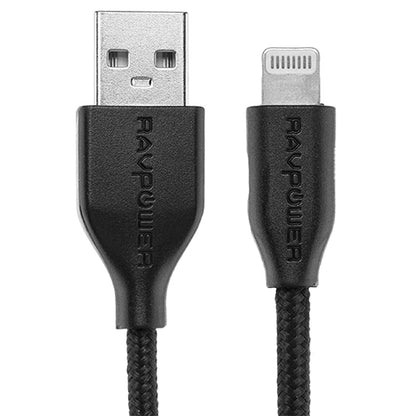 [CLEARANCE] RAVPower USB-A to Lightning Cable Kevlar Braided Black Nylon Cord (0.9M / 3ft) | RP-CB019 |