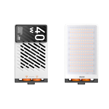 [CLEARANCE] Zhiyun Fiveray M40 Standard 40W Pocket Bi-Color LED Fill Light Kit with 2600mAh Rechargeable Battery, 2700-6500K Adjustable Color Temperature, USB-C PD Fast Charging, Built-in Bracket & 1.4"-20 Mounting Thread