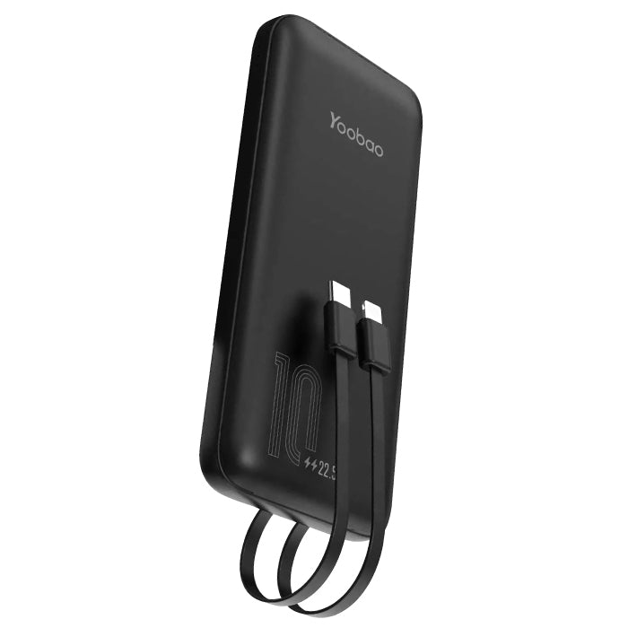 Yoobao LC1 10000mAh Powerbank PD20W Power Delivery Fast Charging with Built-in USB Type C and Lightning Cable (Black, White)