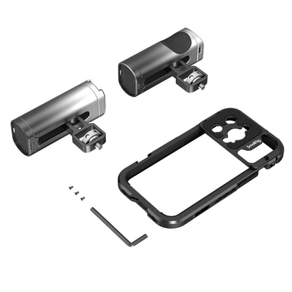 [CLEARANCE] SmallRig Dual Handheld Mobile Phone Case Video Cage Kit for i-Phone 14 Pro with Wireless Control Grip, 17mm Threaded Lens Plate for Smartphones | 4076
