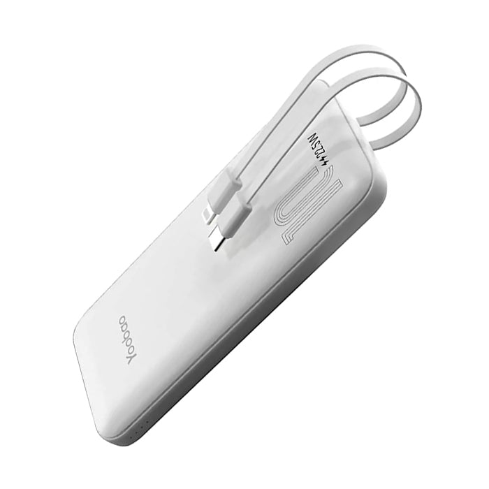 Yoobao LC1 10000mAh Powerbank PD20W Power Delivery Fast Charging with Built-in USB Type C and Lightning Cable (Black, White)
