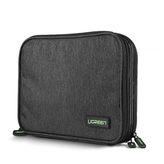 UGREEN Organizer Storage Travel Bag 2-Layer Large Capacity Soft Case for Phone, Tablet, SD Cards, Cables (Black) | 50147