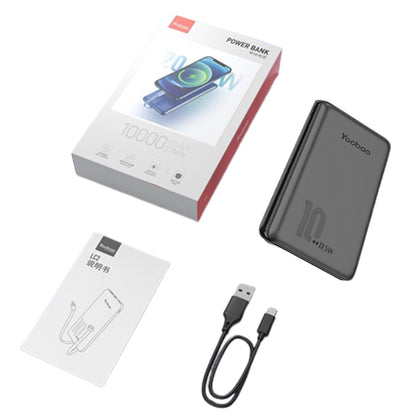 [CLEARANCE] Yoobao LC2 10000mAh Powerbank PD20W Power Delivery Quick Charge with Built-in Two-Way Type C and Lightning Cable (Black)