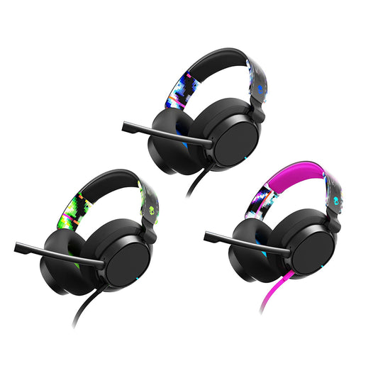 Skullcandy SLYR Pro Wired Over-Ear Multi-Platform Gaming Headset with Removable Boom Mic, 3.5mm AUX Connector, Noise Cancelling, Mute & Volume Control Headphones (Blue, Pink, Green)