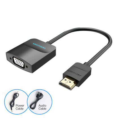 Vention HDMI Male 1080p 60Hz to VGA Female Gold Plated (ACH) 0.15M HD Video Converter with Female Micro USB and Audio Port for PC, TV, Laptops, Projectors, Smart Box, Playstation