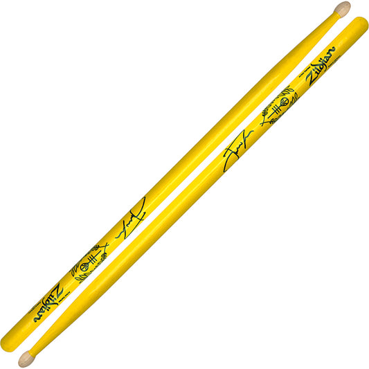 Zildjian ZASJD2 Josh Dun Artist Series with Signature Logo and Trench Drumsticks Medium Taper for Drums and Cymbals (Yellow)