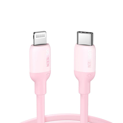 [CLEARANCE] UGREEN USB Type-C to Lightning Cable 3A Fast Charging Data Sync Silicone Cable Power Delivery PD 20W with 480Mbps Transfer Speed (1M) (Pink) | 203