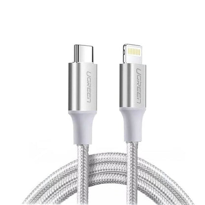 [CLEARANCE] UGREEN USB-C to Lightning Cable 3A Fast Charging Cable Aluminum Braided Shell (2M) (Silver) |70525