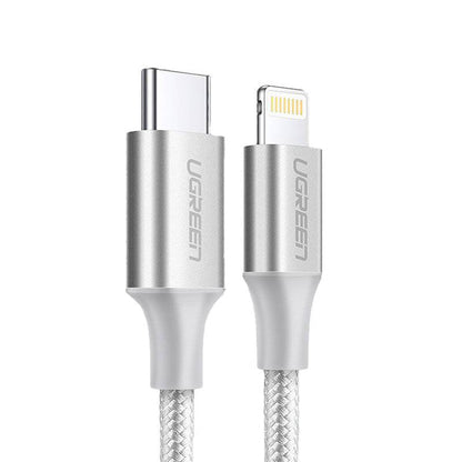 [CLEARANCE] UGREEN USB-C to Lightning Cable 3A Fast Charging Cable Aluminum Braided Shell (2M) (Silver) |70525