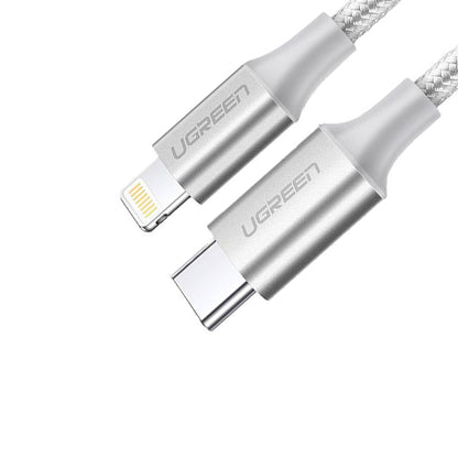 [CLEARANCE] UGREEN USB-C to Lightning Cable 3A Fast Charging Cable Aluminum Braided Shell (2M) (Silver) |70525