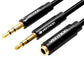 Vention AUX 3.5mm Dual Male OMTP/CTIA to AUX 3.5mm Female 0.3-Meter Gold Plated (BBUBY) Audio Cable for PC, Laptop, Earphones, Mobile Phones