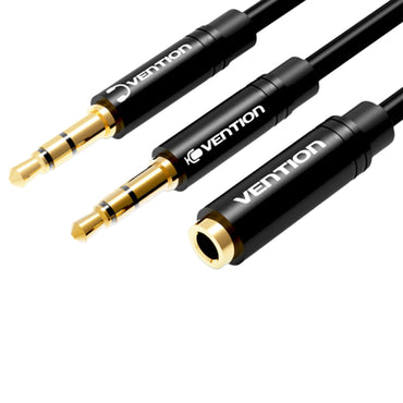 [CLEARANCE] Vention AUX 3.5mm Dual Male OMTP/CTIA to AUX 3.5mm Female 0.3-Meter Gold Plated (BBUBY) Audio Cable for PC, Laptop, Earphones, Mobile Phones
