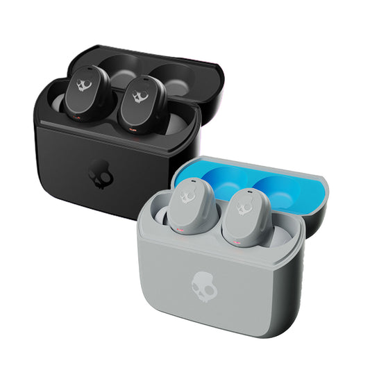 Skullcandy Mod True Wireless In-Ear Earbuds Bluetooth 5.0 with 34 Hours Battery Life, Built-in Tile Finding Technology, IP55 Water Resistant Earphones, Multipoint Pairing (True Black, Light Grey/Blue)