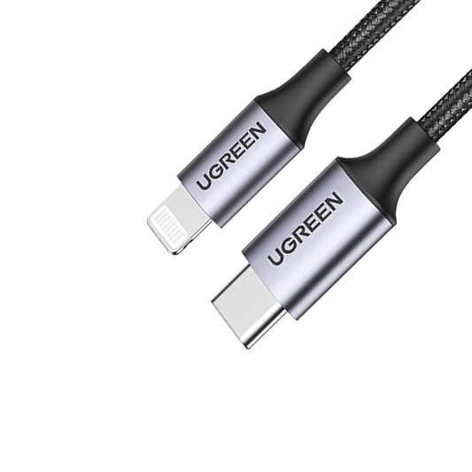 UGREEN USB-C to Lightning Cable 3A Fast Charging Cable Aluminum Braided Shell (1M, 1.5M, 2M) (Black, Silver) | 60759 60760 60761, 70523 70525