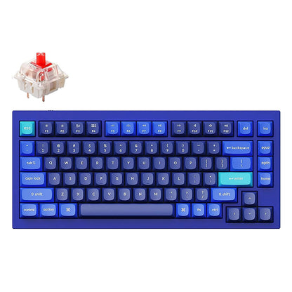 Keychron Q1 QMK 84 Keys Compact Wired Tenkeyless Mechanical Keyboard with Hot-Swappable, RGB Backlight (Navy Blue) (Red Linear, Blue Clicky, Brown Tactile) | Q1J1 Q1J2 Q1J3
