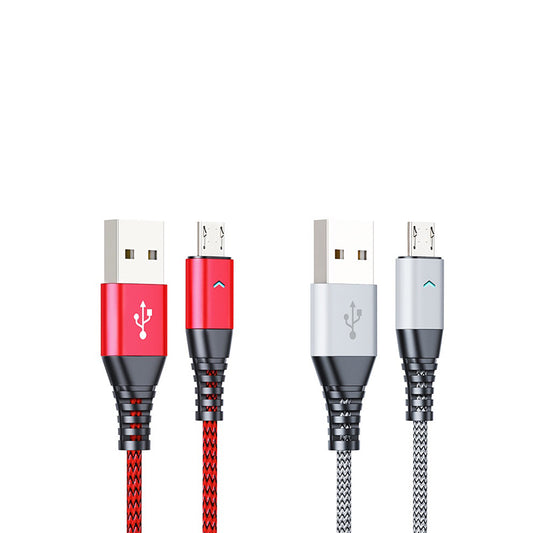 Motivo H21 USB-A 2.0 to Male Micro USB 1.2-Meters 3.2A Fast Charging Data Cord Cable with Braided Wires, Aluminum Oxidation Reststant Plugs and Voltage Protection for Smartphones 1.2M (Red, Gray) | S0008, S0011