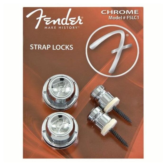 Fender F Strap Locks Security Buttons for Electric and Acoustic Guitar or Bass (Black, Silver)