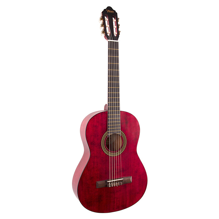 Valencia 200 Series Classical Full Size Acoustic Guitar with 6-String Nylon, 19 Frets Right-Handed for Student Musicians, Beginner Players (Classic Sunburst, Transparent Wine Red) | VC204CSB, VC204TWR