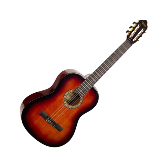 Valencia 260 Series Classical Full Size Acoustic Guitar Classic Sunburst with High Gloss Finish, 6-String Nylon 19 Frets Right-Handed for Student Musicians, Beginner Players | VC264CSB