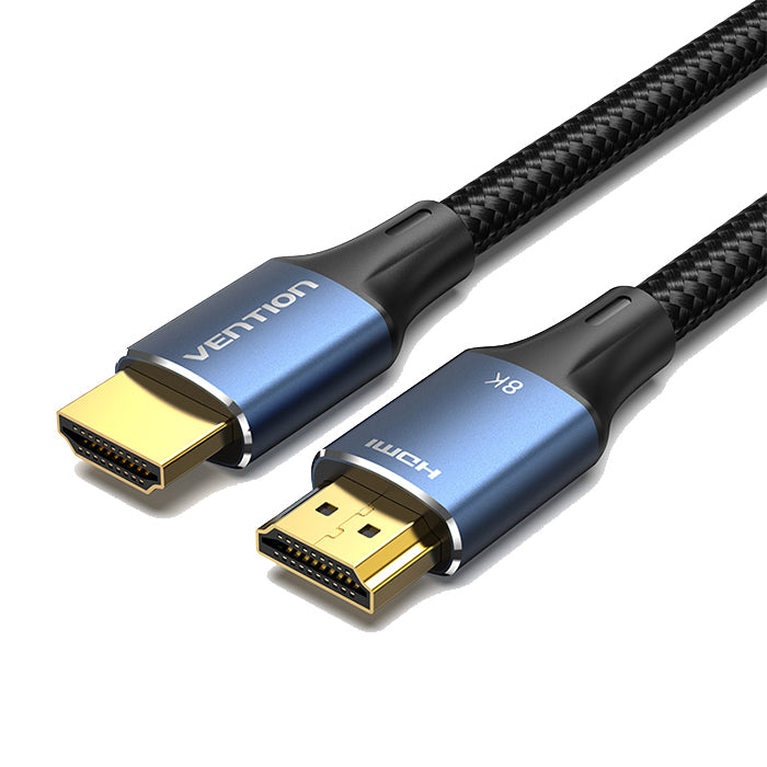 Vention UHD 8K HDMI Male to Male Cable Blue Aluminum Alloy Type Cotton Braided Compatible with TV, Laptop, Monitor, Personal Computer (Available in 1M, 1.5M, 2M, 3M, 5M) | ALGL