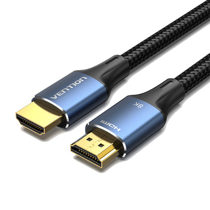 Vention UHD 8K HDMI Male to Male Cable Blue Aluminum Alloy Type Cotton Braided Compatible with TV, Laptop, Monitor, Personal Computer (Available in 1M, 1.5M, 2M, 3M, 5M) | ALGL