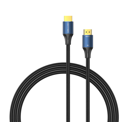 Vention UHD 8K HDMI Male to Male 5m Cable Blue Aluminum Alloy Type Cotton Braided Compatible with TV, Laptop, Monitor, Personal Computer | ALGLJ