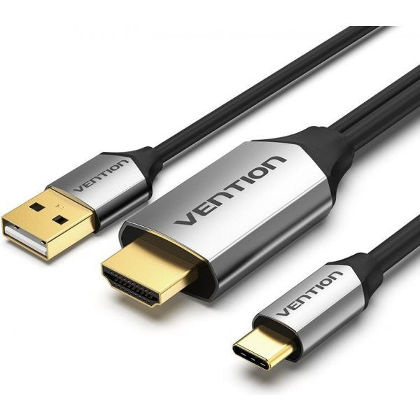 Vention Type-C to HDMI with Power Supply 4K UHD 60Hz Gold-Plated High-Performance for Monitor, Projector or TV (Available in 1M, 1.5M, 2M) | CGTB