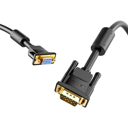 [CLEARANCE] Vention VGA Male to VGA Female (3+6) Gold-Plated Extra Long Extension Cable Cord with Full HD Resolution for Laptop and Projector (10 Meters) | DAGBL