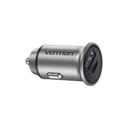 [CLEARANCE] Vention USB Dual Port Car Quick Charger QC4.0 QC3.0 Type-C Aluminum Alloy for Phone, Tablet, Dashcam (18W / 20W) | FFFH0