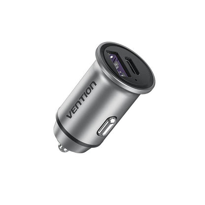 [CLEARANCE] Vention USB Dual Port Car Quick Charger QC4.0 QC3.0 Type-C Aluminum Alloy for Phone, Tablet, Dashcam (18W / 20W) | FFFH0