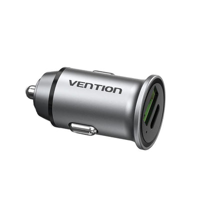 [CLEARANCE] Vention USB Dual Port Car Quick Charger QC4.0 QC3.0 Type-C Aluminum Alloy for Phone, Tablet, Dashcam (18W / 20W) | FFFH0