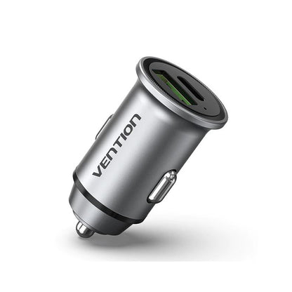 [CLEARANCE] Vention USB Dual Port Car Quick Charger QC4.0 QC3.0 Type-C Aluminum Alloy for Phone, Tablet, Dashcam (18W / 20W) | FFFH0