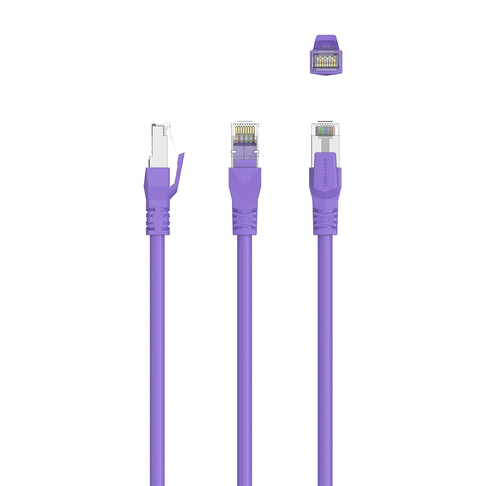 Vention Cat.6a RJ45 Ethernet Network SFTP Flexible Patch Cable with 1000Mbps Transmission Speed for Home and Industrial Networking (Purple) (12m, 15m, 20m, 25m, 30m, 35m, 40m, 45m, 50m) | IBMV