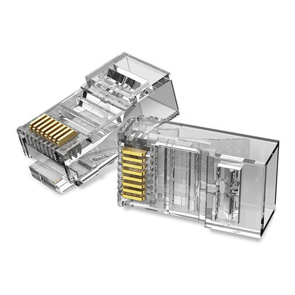 [CLEARANCE] Vention CAT5E UTP RJ45 Transparent Modular Gold-Plated Wire Plug Connector 100Mbps Transmission Speed (100 Pieces) | IDBR0