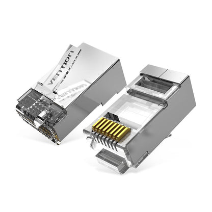 [CLEARANCE] Vention CAT6 FTP/UTP RJ45 Transparent Modular Ethernet Connector 125MHz 1000Mbps Speed with 50U Gold-Plated Contacts (10 Pack) | IDCR0, IDDR0