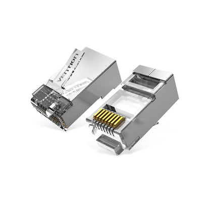 [CLEARANCE] Vention IDGR0-100 CAT6A UTP RJ45 100pcs Transparent Modular Wire Plug Connector with Metal Shielded Shell for Stable Transmission (100 Pieces)