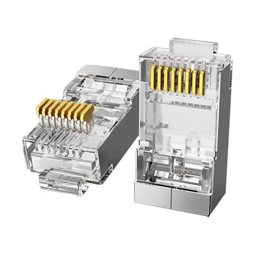 [CLEARANCE] Vention IDGR0-100 CAT6A UTP RJ45 100pcs Transparent Modular Wire Plug Connector with Metal Shielded Shell for Stable Transmission (100 Pieces)