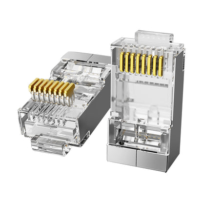 [CLEARANCE] Vention IDGR0-100 CAT6A UTP RJ45 100pcs Transparent Modular Wire Plug Connector with Metal Shielded Shell for Stable Transmission (100 Pieces)