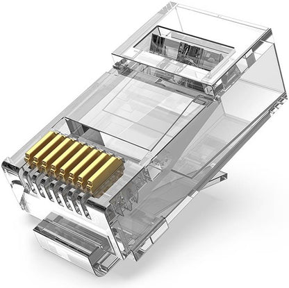 [CLEARANCE] Vention IDGR0-100 CAT6A UTP RJ45 100pcs Transparent Modular Wire Plug Connector with Metal Shielded Shell for Stable Transmission (100 Pieces)
